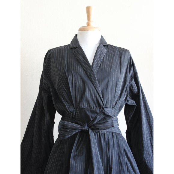 Odeeh Belted Pinstripe Wrap Dress - Picture 7 of 16